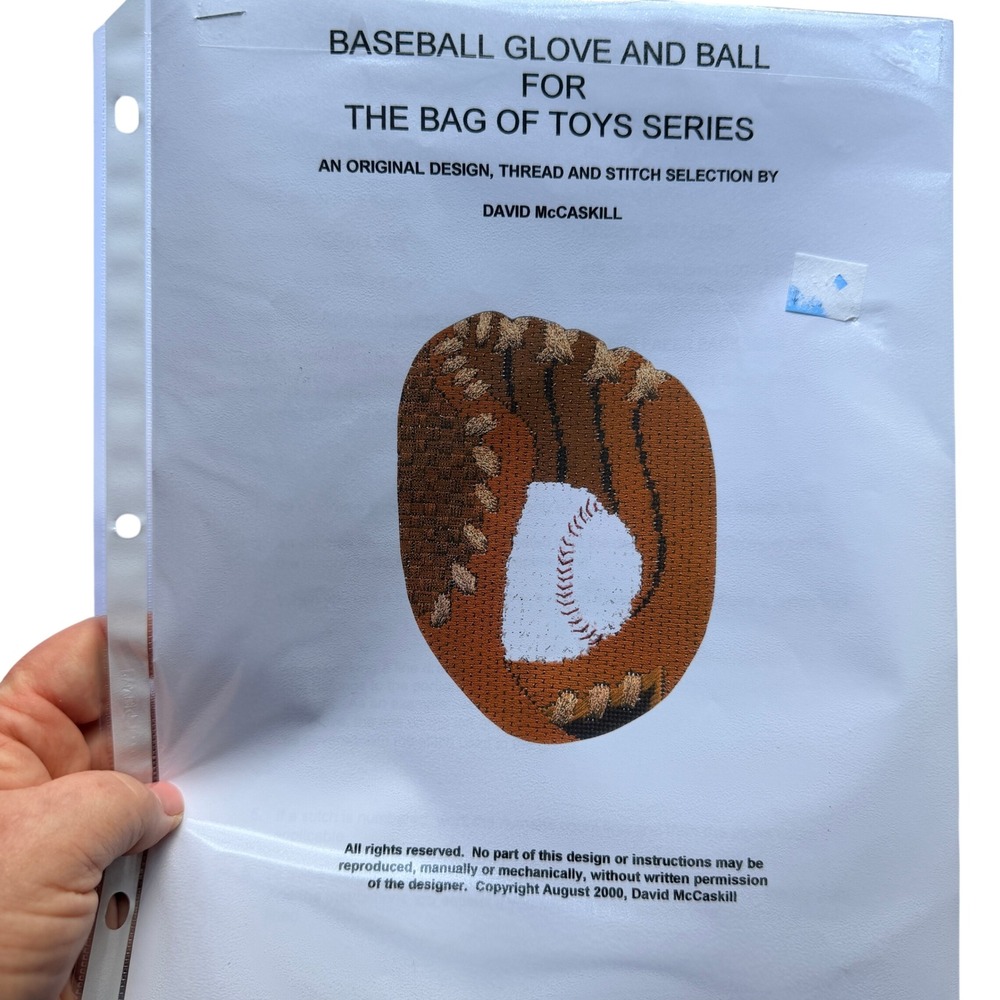 David McCaskill Baseball Glove Drawn Needlepoint Canvas Bag of Toys Stitch Guide